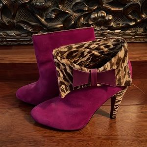 Betsy Johnson Suede Magenta / Leopard Booties